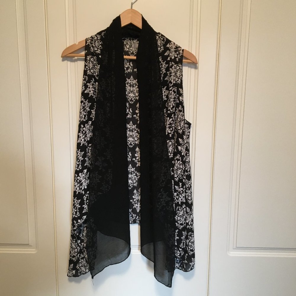 Black & White Floral Sheer Vest - Women Accessories